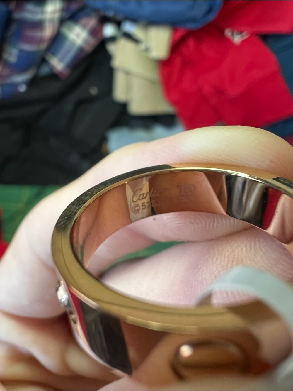 Gold Cartier love diamond ring 750 - Picture 6 of 16